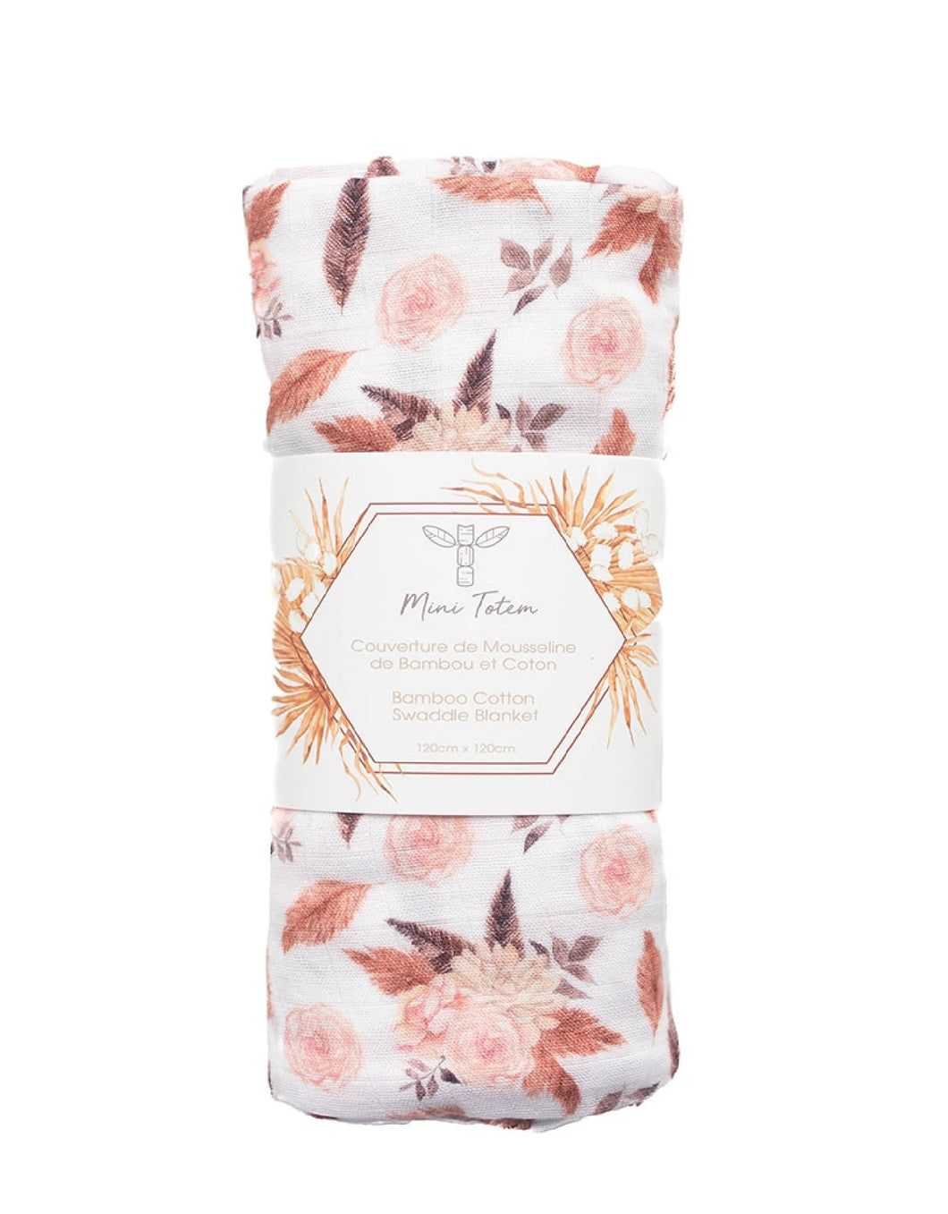 Mousseline fleurs vieux rose - Mini Totem